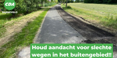 Houd aandacht voor slechte wegen in het buitengebied!